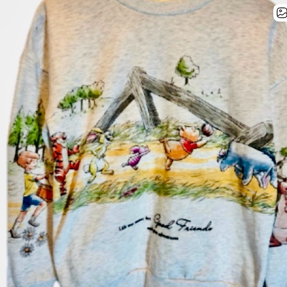 Disney Winnie the Pooh Sweatshirt Graphic Friends Quote XS NWT